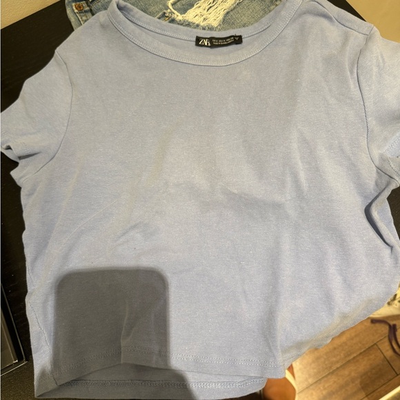ZARA BLUE CROP tee - Picture 1 of 3